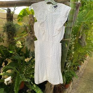 Bardot Beautiful White Eyelet Lace Dress With Peek-A-Boo Cut Outs On Sides